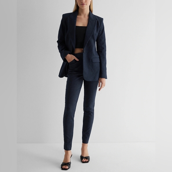 NWT Editor One Button Blazer - heathered blue - Picture 2 of 7